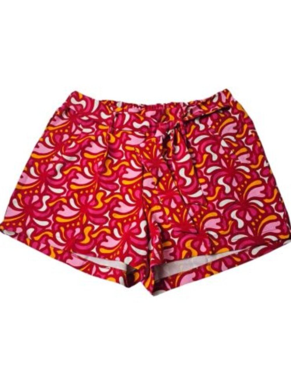 Like An Angel Women's Plus Size Shorts 2X Pink Orange Floral Front Tie Casual